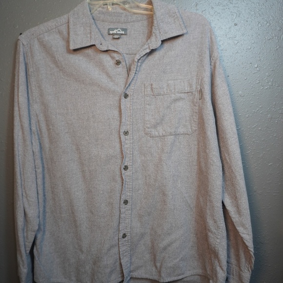 Eddie Bauer Mens Grey Long Sleeve Button Down Collard Dress Shirt Size XL - Picture 1 of 7